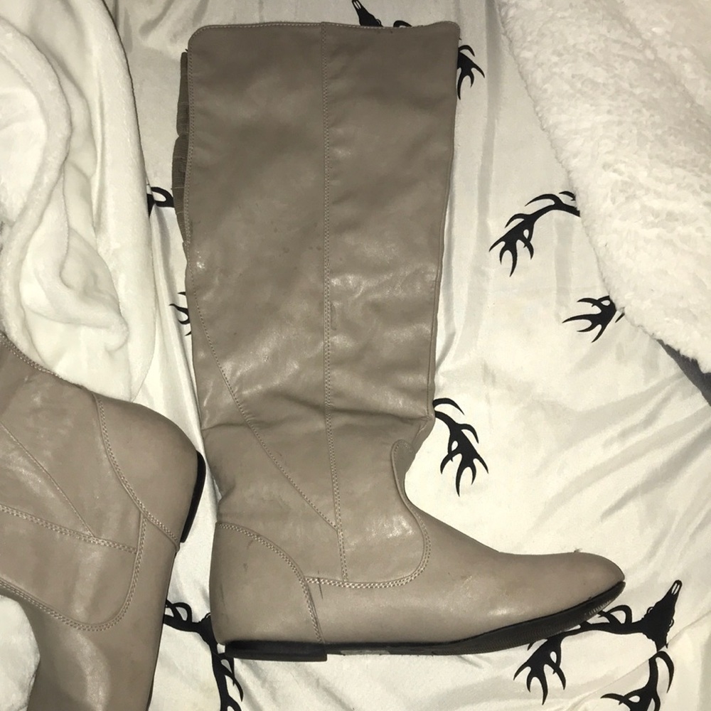 grey knew high boots